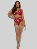 Bianca Strappy Lace Bra, Garter & Hipster Set