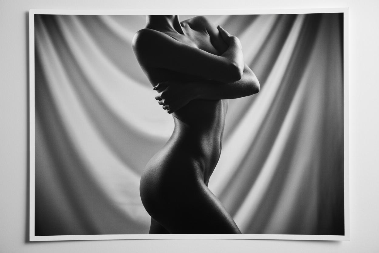 Elegant black and white female body image